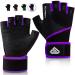 HTZPLOO Workout Gloves Gym Gloves Weight Lifting Gloves for Men Women with Full Palm Pad ,Strong Wrist Wraps Support,Enhanced Grip,for Fitness,Training,Weightlifting,Exercise Black&Purple Medium