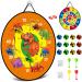 Kizmyee 26''Dart Board Set for Kids, Dinosaur Themed Double Sided with 12 Sticky Balls,4 Darts, Indoor Outdoor Party Games Toys, Toys for 3 4 5 6 7 8 9 10 11 12 Years Old Boys Girls and Adults