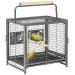 PawHut Bird Travel Carrier Cage for Parrots Conures African Grey Cockatiel Parakeets with Stand Perch Stainless Steel Bowls Pull Out Tray Black