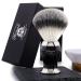 Haryali London Dachshaar Razor brush - razor brush for wet shaving with shaving cream & shaving soap - handle made of black noble resin and metal accents for razor plane shaving - black shaving brush