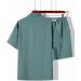 OYOANGLE Men's 2 Piece Outfit: Short Sleeve Striped Shirt and Shorts Set - X-Large Green - Buy Online on GoSupps.com