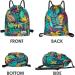 WANDF Drawstring Backpack - Water Resistant Nylon Sackpack for Gym, Shopping, Sport - Leaf Blue - Buy Online on GoSupps.com