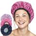 Shower Caps for Women 3 Pack in Different Colors - For Long and Short Hair - Reusable Bath Hair Cap for Ladies Men and Kids Harts & Dots