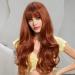 EMMOR Auburn Ombre Long Curly Wig with Bangs - Heat Resistant Synthetic Wig for Women | Natural Daily Hairpiece - Buy Online on GoSupps.com
