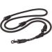 Dog is K nig dog leasic adjustable 2.3m |Robust dogs leash with security carabiner |Round guide leash dog with leather caps |Leash dog 3-way adjustable for medium-sized & large dogs black black (12mm rope)