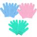 3 Pairs Exfoliating Gloves Double Sided Exfoliating Glove Exfoliating Body Scrub Body Scrubber Shower Gloves Bath Exfoliating Glove for Shower Spa Massage and Body Scrubs Dead Skin Cell Remover 3 Pairs/Blue+Green+Pink