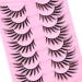 7 Pairs 17MM Fox Eye Lashes False Eyelashes Wispy Fluffy Fox Eyelashes Cat Eye Lashes Strip Lashes Lightweight Eyelashes Volume Fake Lashes Eyelash Extensions Natural Looking False Lashes Black AD05-7Pairs-17MM-Fox