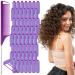 56 pieces of sponge curlers Small foam hair roller 15mm soft foam curlers for long medium and short hair no heat curlers for women with pintail comb (purple) 56Pcs purple color
