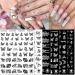 8 Sheets White Black Butterfly Nail Art Stickers 2022 New Flower Nail Decal Nail Art Decoration Supplies Bee Dandelion Butterfly Angel Flower Nail Design 3D Self-Adhesive for Acrylic Nail Manicure Tips Clear