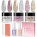 Aokitec Sparkling Series Dip Powder Nail Kit - Glitter Pink Silver Gold Dip Powder Set with 2-in-1 Dip Base & Top Coat Activator Dip Liquid Set for Nail Art Starter DIY Dip Nail French Manicure A2-Sparkling Series