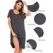 Lovasy Women's Nightshirt in Dark Gray XL with Pockets | Soft Maternity & Nursing Nightdress - Buy Online on GoSupps.com