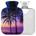 NAANLE hot water bottle with cover palm sunset Transparent hot water bottle 2l large hot hot water bottle for menstrual cramps relief handfoots heat and cold therapy 2 l