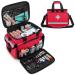 CURMIO Medical Bag for Home Health Care  Doctors Bag with Dividers for First Aid Kits and Emergency Supplies  Red (Empty Bag Only)
