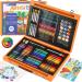 MEEDEN KIDS Drawing Set Gift for Boys & Girls Wood Case Artist Painting Set with Silky Crayons Oil Pastels Waterbased Pencils Dry Erase Markers Art Suplies Coloring Set with Paint Pad White Board