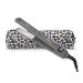 Mia Professional Hair Straightening Iron |1 Inch Silver Titanium Plates | Dual Heating | 450 F/230 C | Auto Shut Off | 10-Foot Swivel Cord | Charcoal Gray | Leopard Storage Pouch
