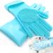 Xfly pet pet grooming gloves nursing shoes cats made of silicail gloves brush cat hangable design bathing and massaging for dogs and cats (blue)