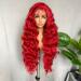 SOKU Red Lace Frontal Wig 32 Inch Long 13x4 Lace Front Body Wave Pre Plucked with Baby Hair Glueless Transparent Swiss Lace Heat Resistant Synthetic Lace Front Wigs for Black Women 13x4 Lace Frontal RED (32 Body Wave)