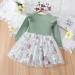 Haokaini Toddler Baby Girls Floral Long Sleeve Dress with Bow Detail | Princess Tutu Skirt Set - 3-4 Years - Green - Buy Online on GoSupps.com