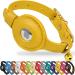 Oopsdoggy Airtag cat collar made of leather with bell not tearable with Apple Airtag holder light GPS pet collar for girls boys cats small dogs puppies (yellow)