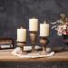 Sziqiqi Vintage Metal Candlestick Set - 3 Sizes for Home Decor Weddings & Parties - Brown Candle Holders for Living Room & Bathroom - Buy Online on GoSupps.com