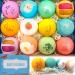 Enrich Organics Bath Bombs Gift Set - 12 PC Fizzies  Shea & Coco Butter Bath Bomb Set - Handmade  Rich in Pure Essential Oils Natural Bath Bombs - Best Gift for Her  Kids  Wife  Girlfriend & Daughter