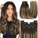 Youngsee Clip in Extensions real hair ombre 40cm real hair extensions clip dark brown balayage caramel blonde clip in extensions short extensions real hair clip in remy hair 120g #4/27/4 40 cm (7PCs) 1-clip-5- #4/27/4