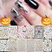 1500+ Patterns Halloween Nail Art Stickers Decals, Kalolary Self-adhesive DIY Nail Sticker Decals 3D Design Nail Decorations for Halloween Party Include Pumpkin/Bat/Ghost/Witch(12 Sheets)