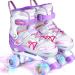 Roller Skates for Kids, Shine Skates 4 Size Adjustable Roller Skates with Light up Wheels for Girls, Teens, Outdoor Rollerskates for Beginners & Advanced | Purple, S - J10-J13, M - J13-3, L - 3-6 Purple Small (10C-13C US)/AGE 4-7 Yrs