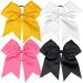 TUUXI 4pcs 8 Large Cheer Bows Elastic Hair Tie Bands Grosgrain Ribbon Ponytail Holder Black White Pink Yellow for Teen Girls Softball Cheerleader yellow/black/white/pink