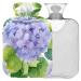 NAANLE hot water bottle with cover watercolor floral hydrangeas transparent hot water bottle 1 l for menstrual cramps pain relief hand foot heat and cold therapy