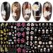 JMEOWIO 6 Sheets 3D Embossed Spring Flower Nail Art Stickers Decals Self-Adhesive 5D Colorful Summer Floral White Nail Supplies Nail Art Design Decoration Accessories