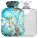 NAANLE hot water bottle with cover blue Ocean marble. Transparent hot water bottle heat bottle for back pain relief handfoot warmer neck warmth and cold therapy 2l