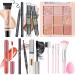Makeup Set Kit for Women Girls Teens Makeup Present Set Includes 9 Color Eyeshadow Counter Stick Foundation Eyebrow Pencil Eyeliner Mascara Lip Gloss 5Pcs Brushes Sponge Set C