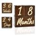 I'm Solid Wood Weekly Monthly Yearly Baby Milestone Age Blocks, Gender Neutral, Newborn Gifts & Keepsakes for Picture Props (3 Pcs / Brown) CreamBrown