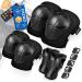 CRZKO Kids/Teenager Protective Gear, Knee Pads and Elbow Pads 6 in 1 Set with Wrist Guard and Adjustable Strap for Rollerblading Skateboard Cycling Skating Bike Scooter black Medium