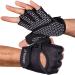 Trideer Workout Weight Lifting Gloves for Men Women with Wrist Straps, Breathable Fingerless Gym Exercise Gloves with Grip, Full Palm Protection, for Training, Pull Up, Gym Fitness, Home Work Out Black Large