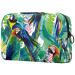 Cosmetic Bag Toiletry Bag Travel Bag Painted Parrot Tropical Plants Green