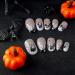 Short Glossy Press on Nails - Halloween Ghost & Virus Designs - 24Pcs Almond Full Cover Fake Nails for Women & Girls - Buy Online on GoSupps.com