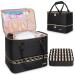 Covkev Nail Polish Organizer Holds Nail Lamp and 40 Bottles 15ml/0.5 fl.oz Double-Layer Nail Bag Organizer Case Nail Polish Carrying Case with Manicure Tools Storage Black