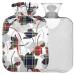 Naanle plaid flower hot water bottle with reference transparent hot water bottle heat bottle for bed handfoots Warmer pain relief heat and cold therapy Large 2l