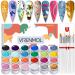 Vrenmol Gel Paint for Nail Art Kit - 24 Colors Fall Gel Nail Polish Autumn Solid Nail Art Gel Polish Set with 15pcs Painting Nail Brushes for Nail Art Design  DIY Manicure Nail Salon 24 Color Gel Paint