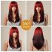 Shop Red Black Ombre Wigs for Women - Long Straight Synthetic Heat-Resistant Cosplay Wig with Air Bangs - Perfect for Christmas and Daily Use - Buy Online on GoSupps.com
