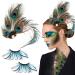 Boyrot Pfau Costume Women False Gross Lang Pea Sprangs Hair Spanging Hair Clips Artificial Halls Blue Green Women 20s Costume Carnival Fasching Gatsby Mottoparty Cosplay style B