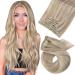 Moresoo Blonde Clip in Hair Extensions 16 Inch Human Hair Extensions Clip in Ash Blonde Highlighted Platinum Blonde Remy Hair Clip in Extensions 7 Pieces/120g #P18/613 40 cm #P18/613
