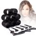 Mirzian 16 Pcs Jumbo Hair Rollers Set - 8 Heatless Self Grip Velcro Curlers 8 Duckbill Clips Black Hair Curlers for Long Hair No Heat Rollers (44mm)