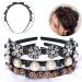 NAISIER 3 Pieces Fashion headbands for women hair accessories for girls  Double Bangs Hairstyle Double Layer Twist Plait Headband Hairpin braided headbands with clips twist hair tools.Flower/Pearl