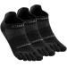 aomagic Toe Socks Men Women Athletic Running Coolmax Five Finger Ankle/Quarter/Crew Socks, Comfortable Breathable Lightweight 1a#-3 Pairs/Black- Ankle Medium