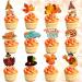 Whaline 72Pcs Thanksgiving Cupcake Topper 12 Designs Turkey Pumpkin Maple Leaf Gnome Cupcake Picks Cartoon Fall Food Picks with Sticks Glue Point for Autumn Thanksgiving Party Supplies Cake Decor - Buy Online on GoSupps.com
