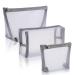 3 Pieces Mesh Cosmetic Bag Mesh Makeup Bags Mesh Zipper Pouch for Offices Travel Accessories, 3 Sizes (Grey)
