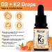 Orange Naturals - Vitamin D3+K2 Drops 250IU - Natural Orange Flavour MCT 15ml - Support Bone Teeth Health Reduce Osteoporosis Maintain Muscle Enhanced Absorption & Prevent D Deficiency Cholecalciferol 15 ml (Pack of 1) - Buy Online on GoSupps.com